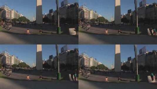 城市广场上的方尖碑高清在线视频素材下载