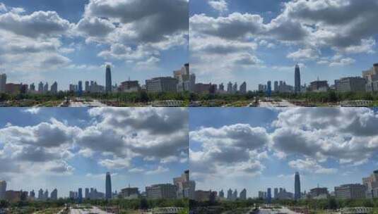 济南泉城广场蓝天白云延时高清在线视频素材下载