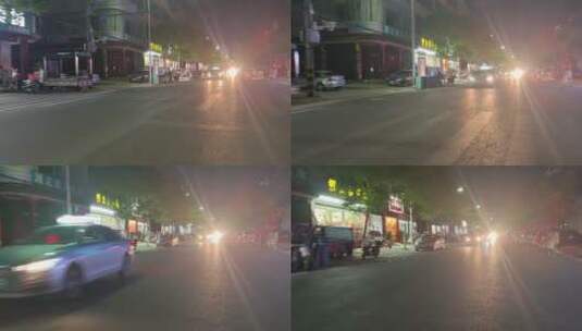 夜晚街头车辆交通路上行人高清在线视频素材下载