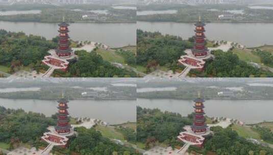 江西南昌象湖公园万寿塔八大三人景区高清在线视频素材下载