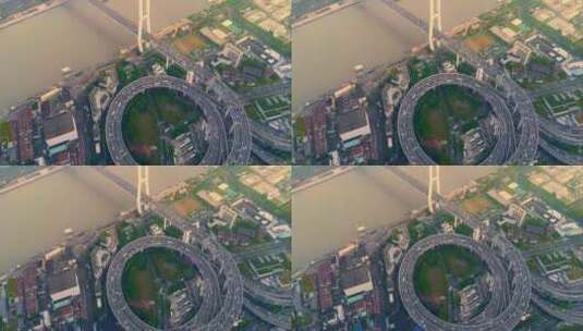 上海南浦大桥交通枢纽黄浦江高清在线视频素材下载
