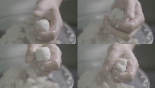 星级酒店大厨制作藕圆子流程LOG视频素材高清在线视频素材下载