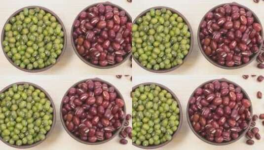 红豆绿豆豆类薏米杂粮组合营养粥食材4k高清在线视频素材下载