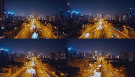 上海南北高架夜景高清在线视频素材下载