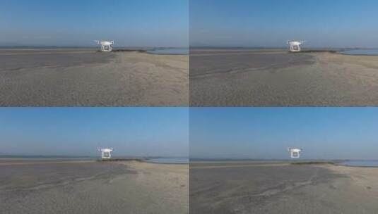 无人驾驶飞机在沙地上空飞行高清在线视频素材下载