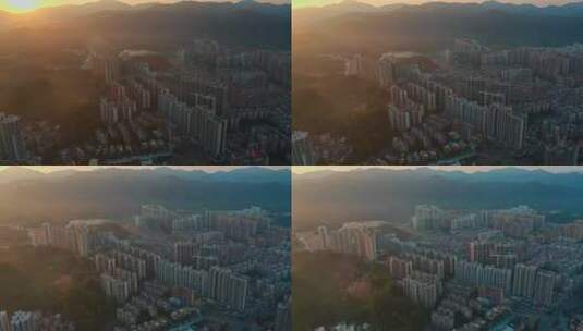 广宁县清晨城市大景航拍左环绕2高清在线视频素材下载