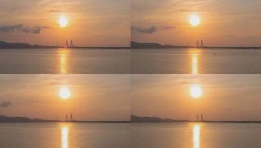 朝阳下的鄱阳湖二桥延时高清在线视频素材下载