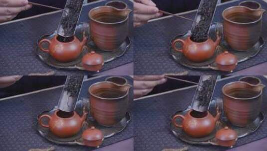 往茶壶放入茶叶高清视频高清在线视频素材下载