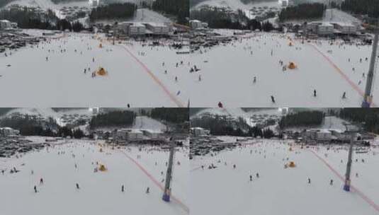 山林中滑雪者的风景高清在线视频素材下载