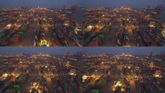 无人机航拍码头夜景高清在线视频素材下载