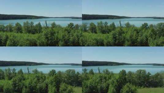 航拍夏天的湖景高清在线视频素材下载