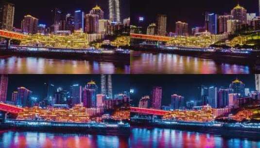 重庆洪崖洞夜景多风格延时高清在线视频素材下载