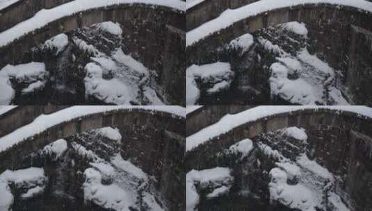 黄山雪景 下雪的桥高清在线视频素材下载