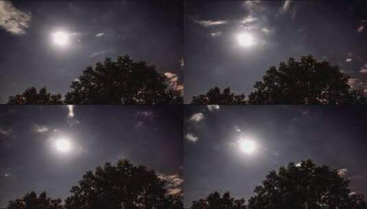 时光倒流的月亮穿过繁星点点的夜空高清在线视频素材下载
