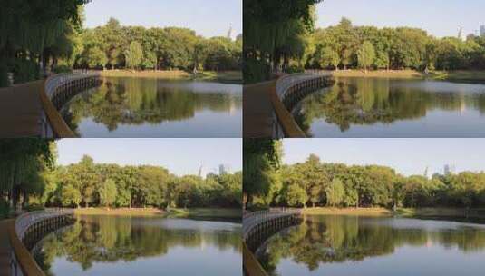武汉汉口现代园林解放公园高清在线视频素材下载