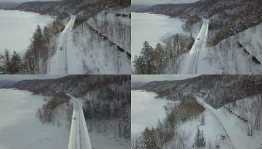 日本北海道大雪山国家公园森林公路高清在线视频素材下载