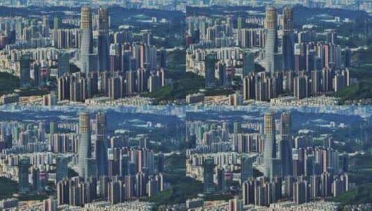 航拍深圳龙华双子塔长焦视频高清在线视频素材下载