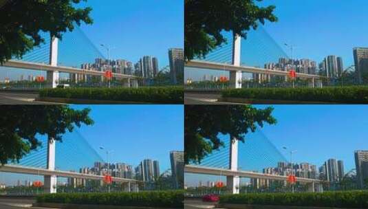 重庆石门大桥嘉陵江车流延时高清在线视频素材下载