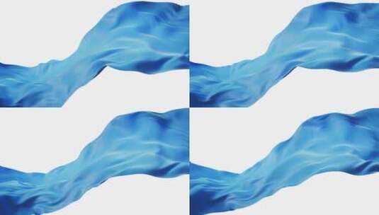 流动的蓝色布料带Alpha通道3D渲染高清在线视频素材下载