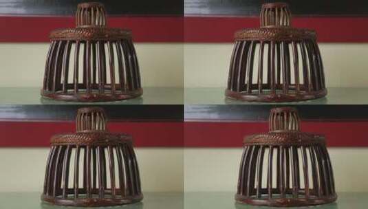 少数民族传统编织藤编鼓凳高清在线视频素材下载