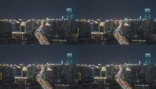 上海城市交通夜景-悟2航拍高清在线视频素材下载