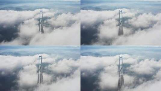 云雾中的龙江大桥桥面高清在线视频素材下载