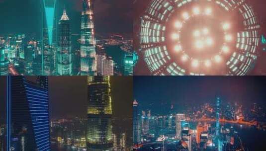 上海夜景航拍合集高清在线视频素材下载