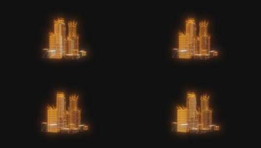 4k金黄色粒子城市建筑透明模型素材 (1)高清在线视频素材下载