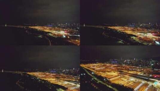 深圳湾夜景航拍高清在线视频素材下载