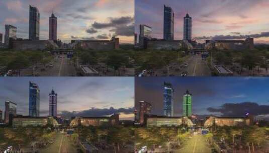 繁华的都市高楼与霓虹夜景高清在线视频素材下载
