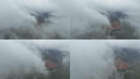 阳西穿越雾气4K航拍视频高清在线视频素材下载