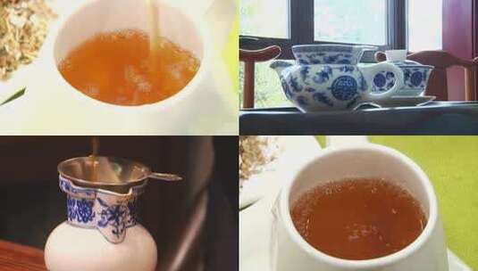 0013 喝茶 瓷器 杯子青花瓷实拍高清在线视频素材下载