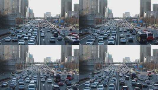 北京国贸CBD交通堵车高清在线视频素材下载