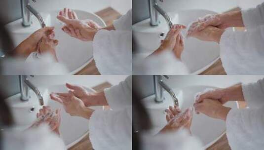 洗手特写疫情保护自己正确手部清洗高清在线视频素材下载
