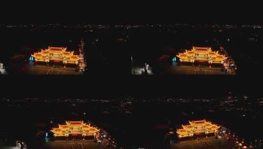 航拍云南丽江古城夜景风光高清在线视频素材下载