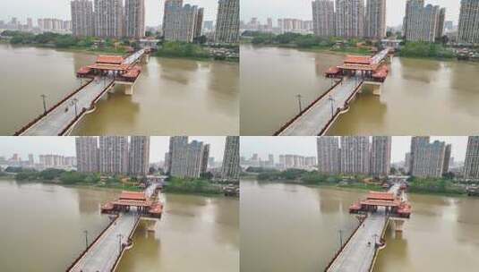 航拍福建漳州九龙江南山桥风光高清在线视频素材下载