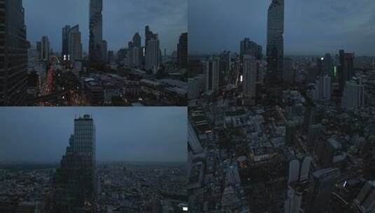 曼谷市中心曼谷和摩天大楼的航拍高清在线视频素材下载