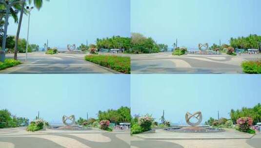 海南三亚天涯海角景区雕塑喷泉广场高清在线视频素材下载