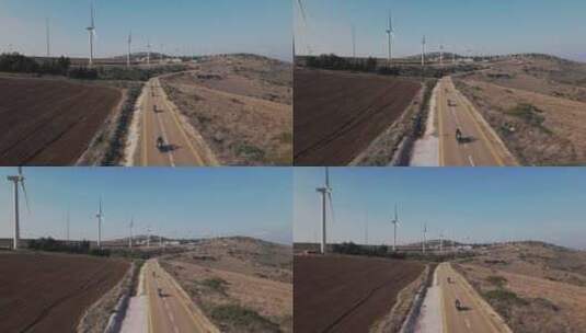 以色列吉尔博亚山上的风力涡轮机。下加利利，以色列美丽的自然，圣地，全景高清在线视频素材下载