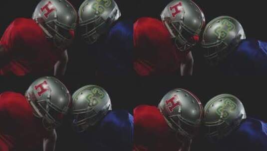 两名橄榄球运动员用头盔互撞高清在线视频素材下载
