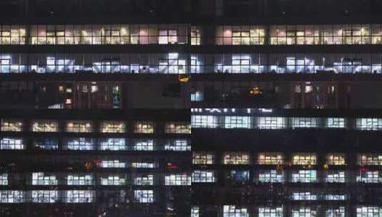 夜晚 办公 大楼 加班 城市高清在线视频素材下载