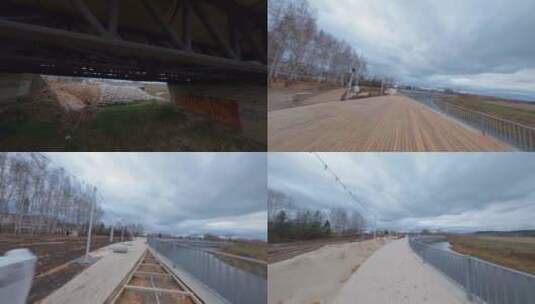无人机从桥下开始拍摄高清在线视频素材下载