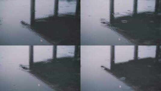 湖面倒影下雨水波高清在线视频素材下载