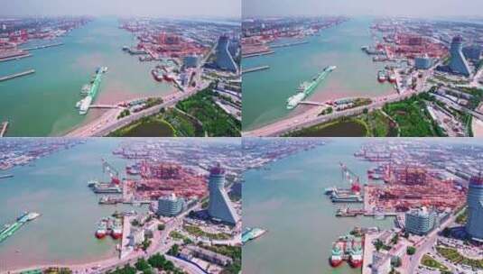 4k 航拍天津天津港码头高清在线视频素材下载