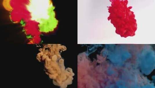 【合集】彩色颜料艺术碰撞融合混合流动高清在线视频素材下载