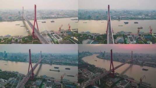 杨浦大桥延时摄影4K高清在线视频素材下载