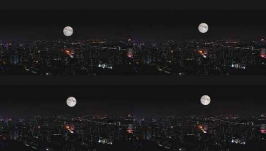 4K城市夜景月亮升起高清在线视频素材下载