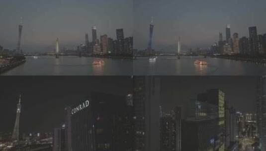 广州夜景航拍合集高清在线视频素材下载