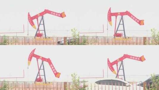 石油油田采油机工作中高清在线视频素材下载