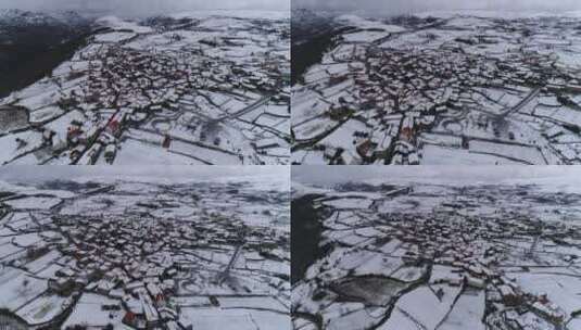 白雪覆盖的村庄高清在线视频素材下载